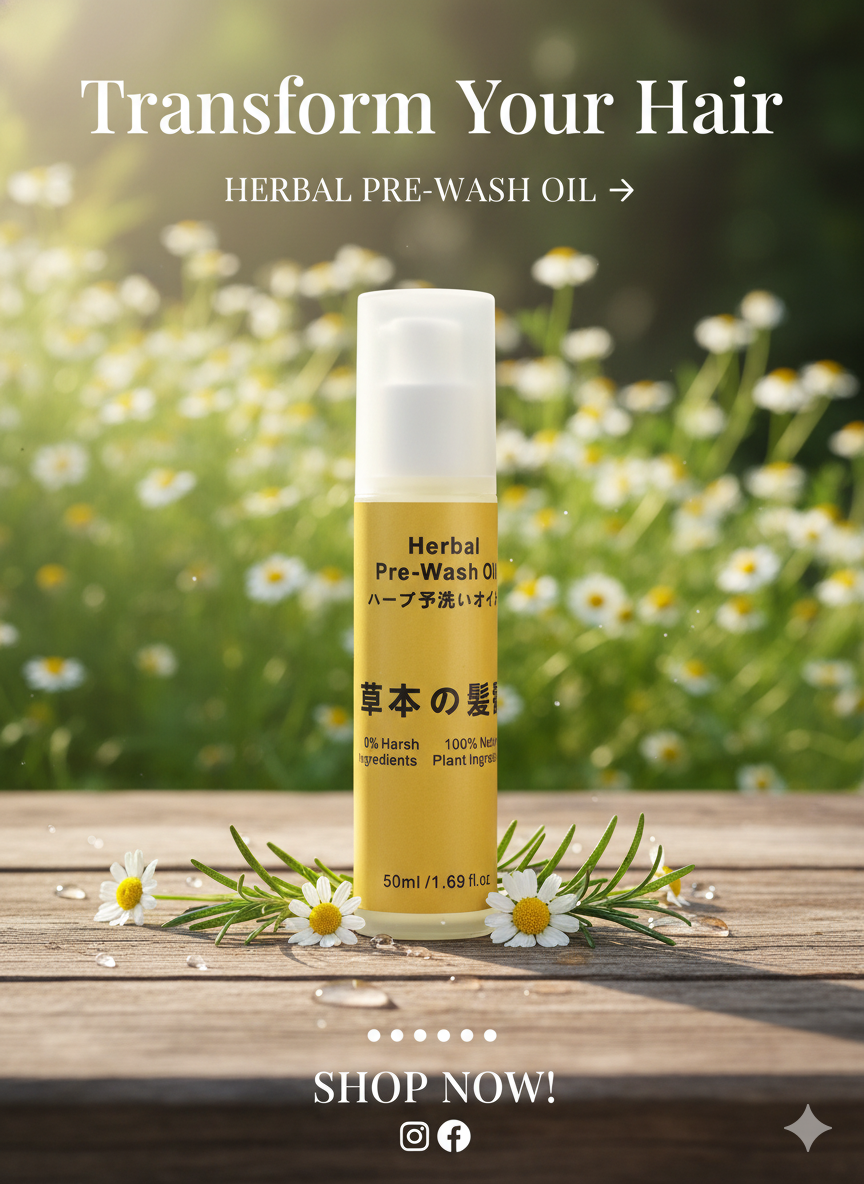 Herbal Pre-wash Hair Oil, 100% Natural Plant Ingredients